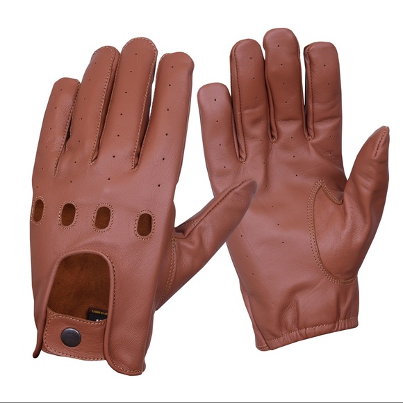 Men leather driving gloves saddle tan - Picture 2 of 5